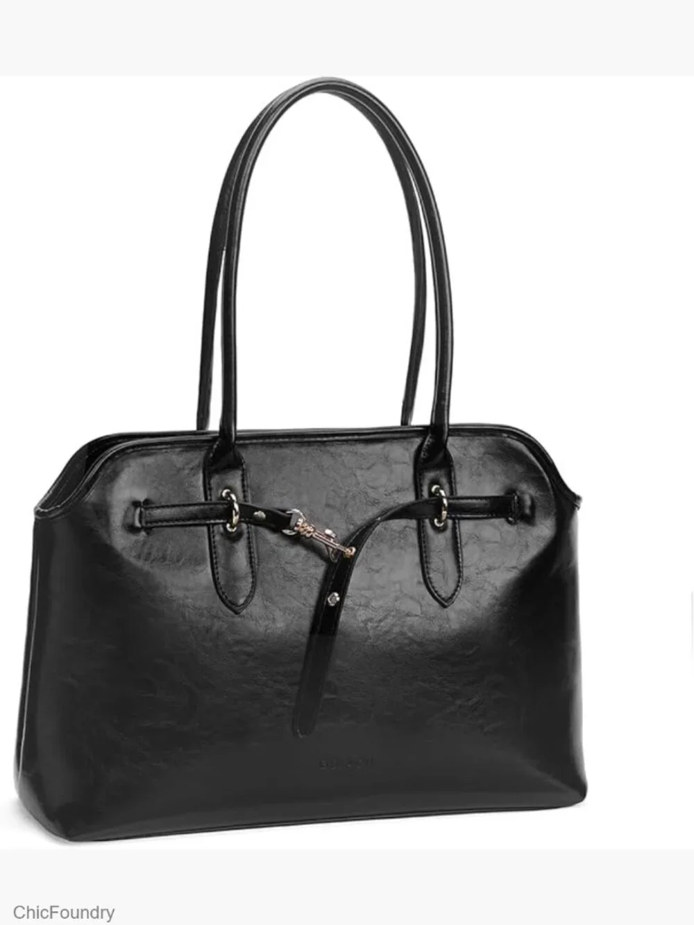 Large Vegan Leather Tote Bag with Laptop Compartment Shoulder Satchel for Work